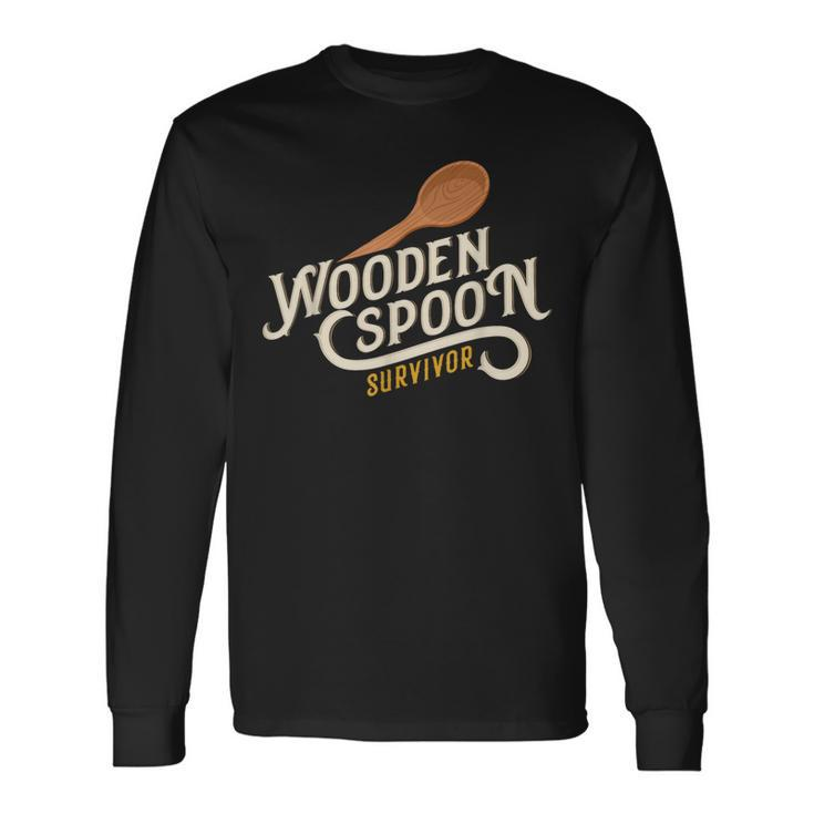 Wooden Spoon Survivor Vintage Retro Humor Long Sleeve T-Shirt