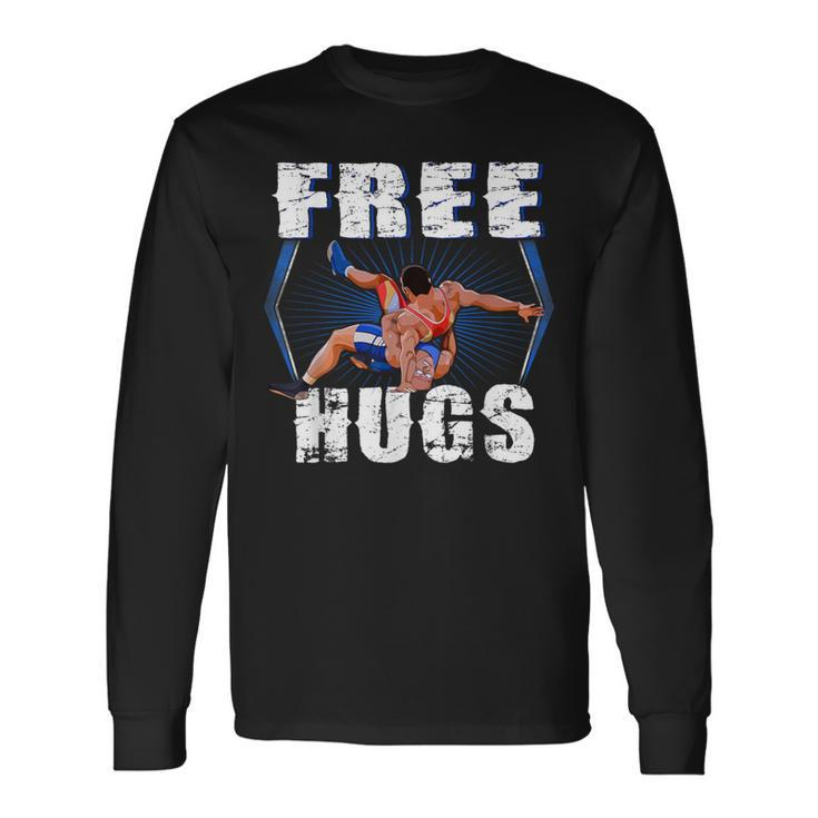 Wrestling Free Hugs Wrestling Vintage Long Sleeve T-Shirt