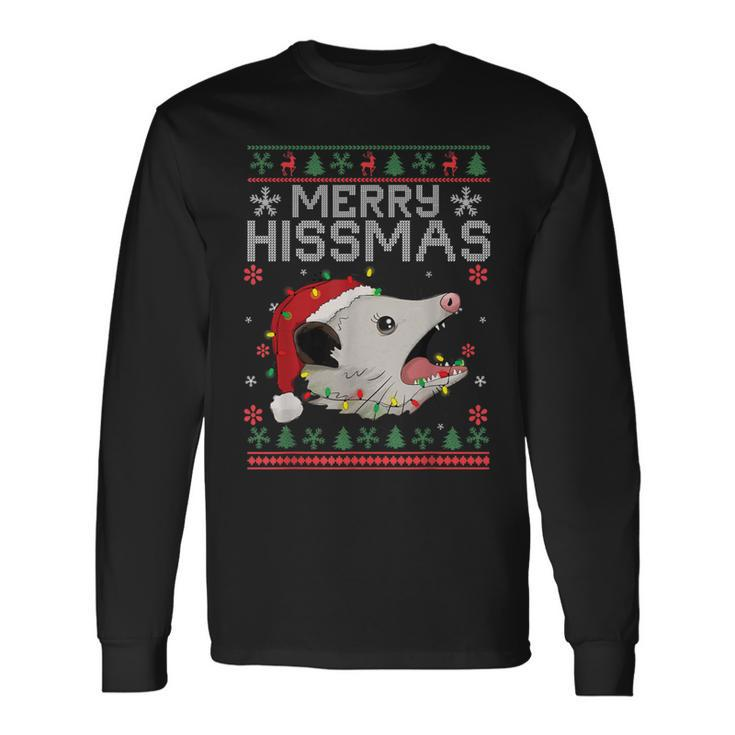 Xmas Merry Hissmas Possum Lovers Opossum Christmas Long Sleeve T-Shirt