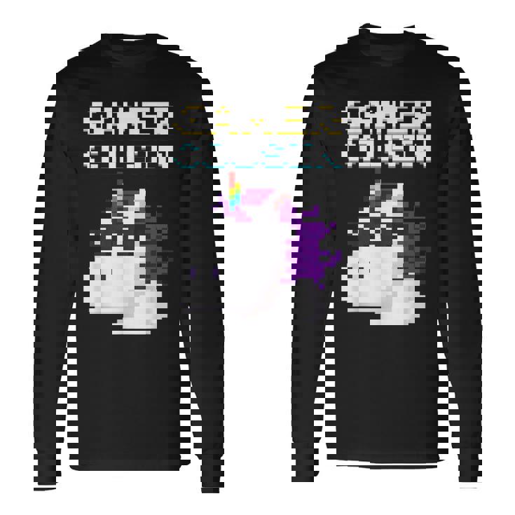 Gamer Cousin Einhorn Pixel Geschenk Multiplayer Nerd Geek Langarmshirts Geschenkideen