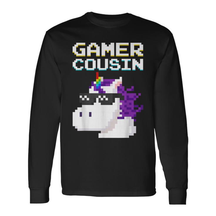 Gamer Cousin Einhorn Pixel Geschenk Multiplayer Nerd Geek Langarmshirts Geschenkideen