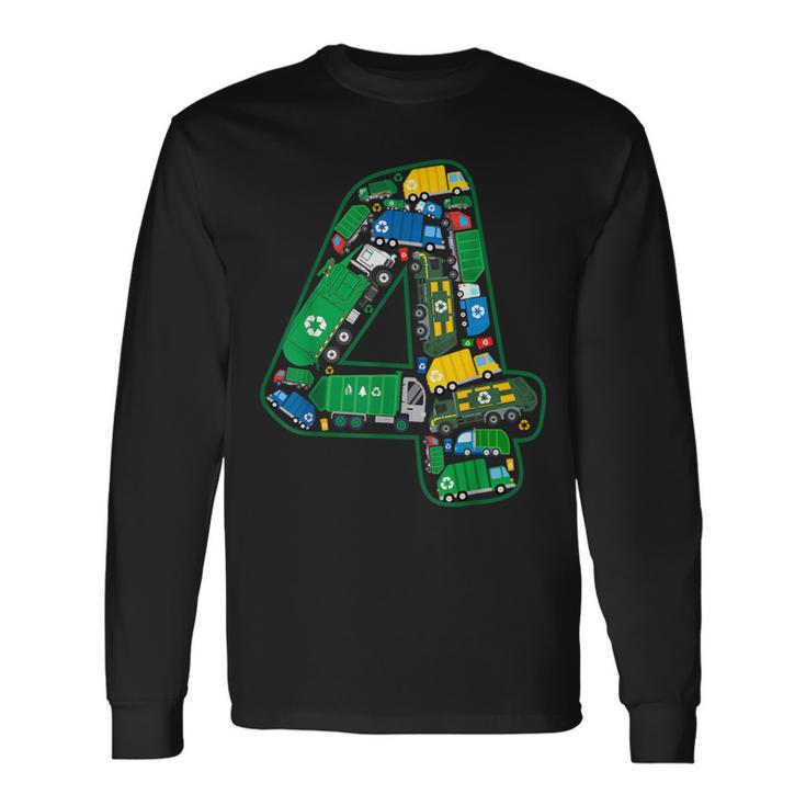 Garbage Truck Boy 4Th Birthday 4 Years Old Garbage Truck Boy Long Sleeve T-Shirt Gifts ideas