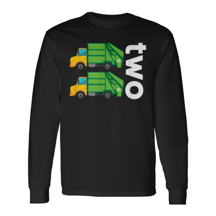 Garbage Truck Trash 2 Years Old 2Nd Birthday Kid Cool Party Long Sleeve T-Shirt