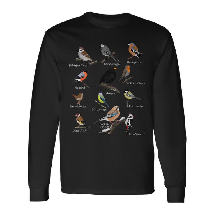 Garden Birds Bird Drawing Bird Chalkfink Buntspecht Bunting Langarmshirts Geschenkideen