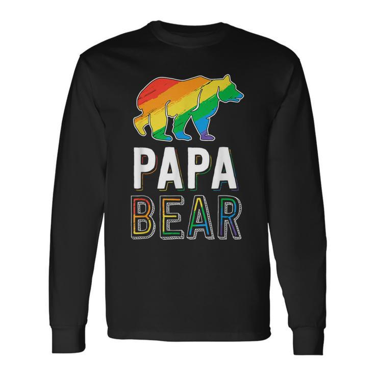 Gay Papa Bear Proud Dad Lgbtq Parent Lgbt Father Long Sleeve T-Shirt