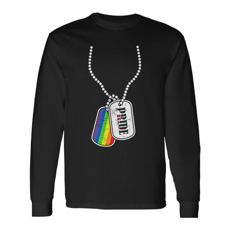 Gay Pride Flag Lgbt Military Dog Tag Long Sleeve T-Shirt