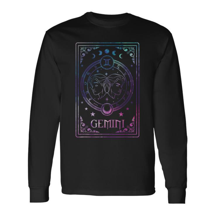 Gemini Tarot Card May June Birthday Astrology Zodiac Sign Long Sleeve T-Shirt