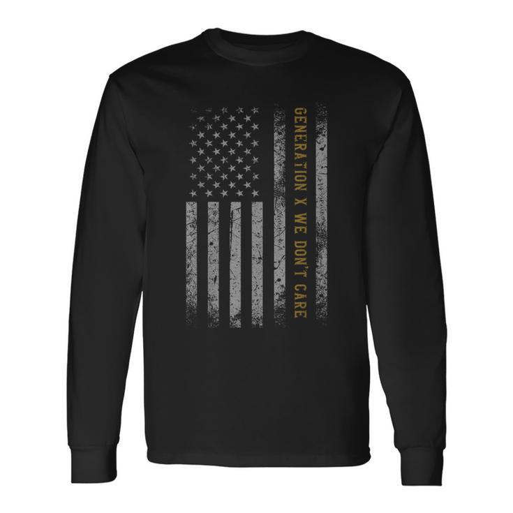 Gen X Humor Generation American Flag Gen X Long Sleeve T-Shirt