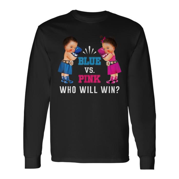 Gender Reveal Blue Vs Pink Ethnic Boxing Babies Long Sleeve T-Shirt