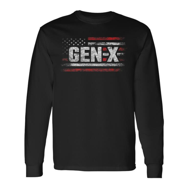 Generation X Gen Xer Gen X American Flag Gen X Long Sleeve T-Shirt