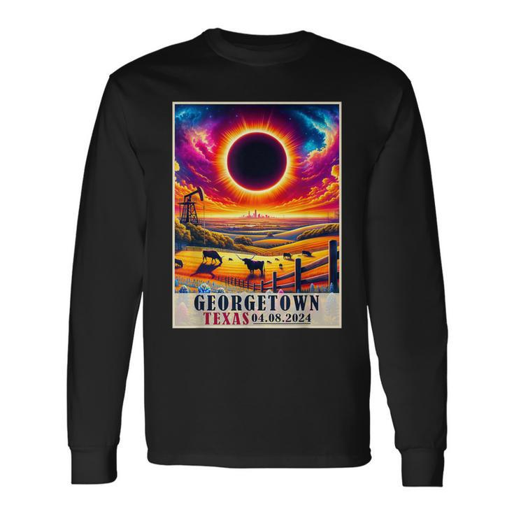 Georgetown Texas Total Solar Eclipse 2024 Totatily Vintage Long Sleeve T-Shirt