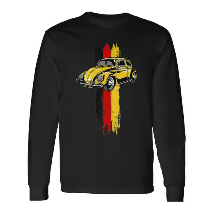 German Flag Colors & Classic Retro Vintage German Car Long Sleeve T-Shirt