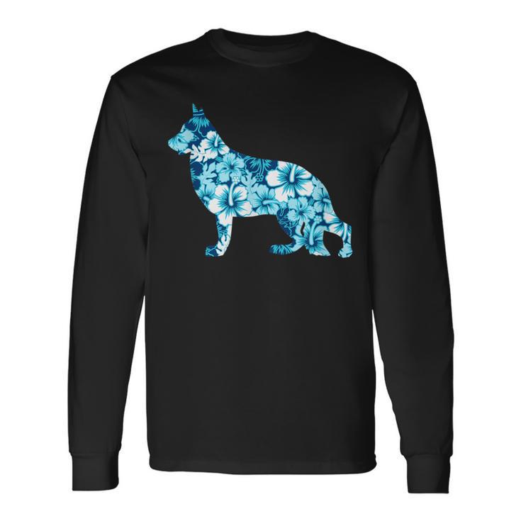 German Shepherd Aloha Hawaiian Dog Long Sleeve T-Shirt