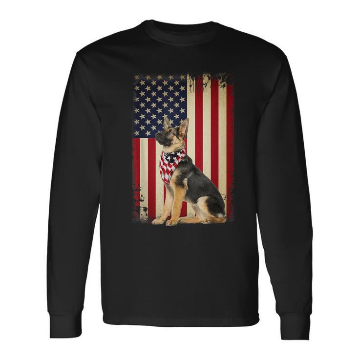 German Shepherd American Flag Independence 4Th Of July Long Sleeve T-Shirt Gifts ideas