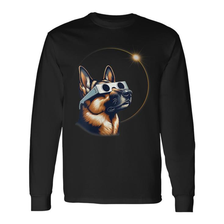 German Shepherd Dog Solar Eclipse 2024 Long Sleeve T-Shirt