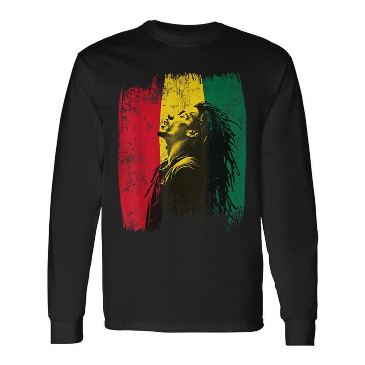Ghanaian Flag Rastamann Reggae Dreadlocks Rasta Colors Long Sleeve T-Shirt