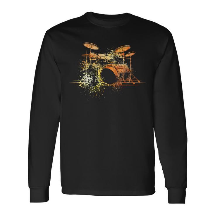 For Drummers Drumsticks Vintage Drum Kit Langarmshirts Geschenkideen