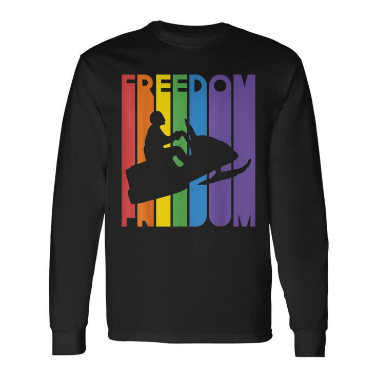 Snocross Snowmobiling Freedom Snowmobile Snow Rider Long Sleeve T-Shirt