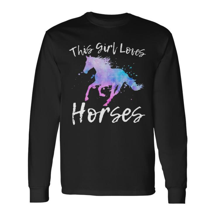 This Girl Loves Horses Equestrian Ridingn Girl Kid Women Long Sleeve T-Shirt
