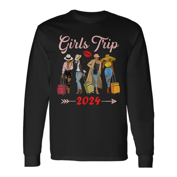 Girls Trip 2024 For Black Melanin Queen On Vacation Women Long Sleeve T-Shirt