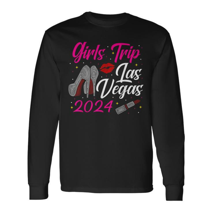 Girls Trip 2024 Las Vegas High Heel Birthday Squad Bachelor Long Sleeve T-Shirt