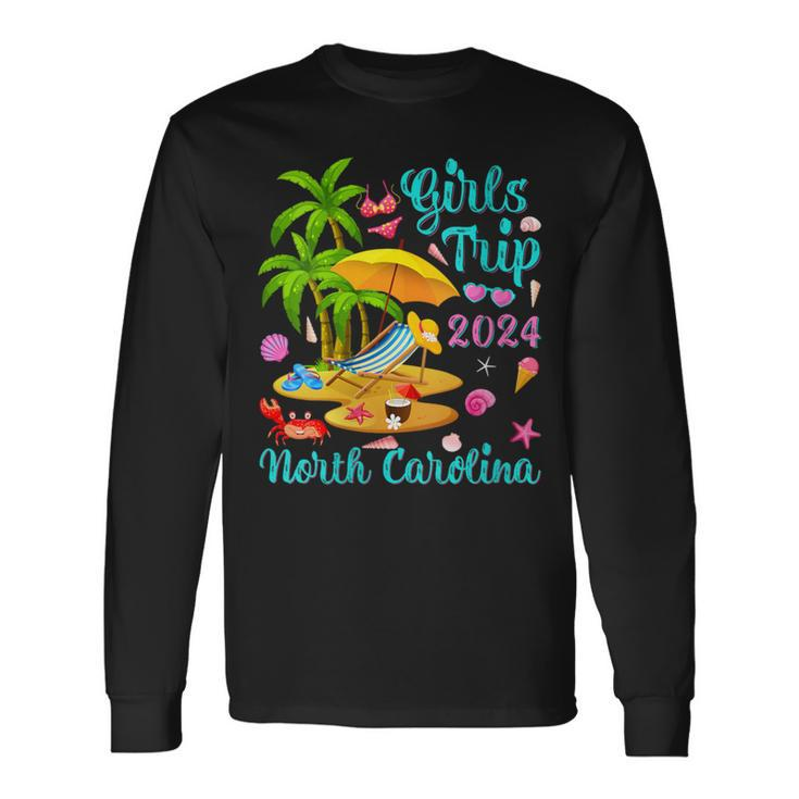 Girls Trip 2024 Palm Tree Sunset North Carolina Beach Long Sleeve T-Shirt Gifts ideas