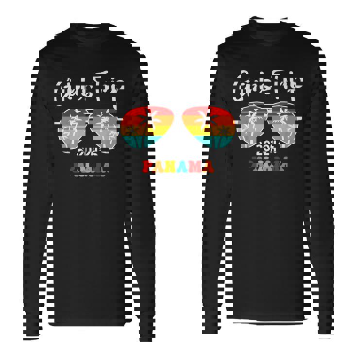 Girls Trip Panama 2024 Girls Weekend Birthday Squad Groovy Long Sleeve T-Shirt