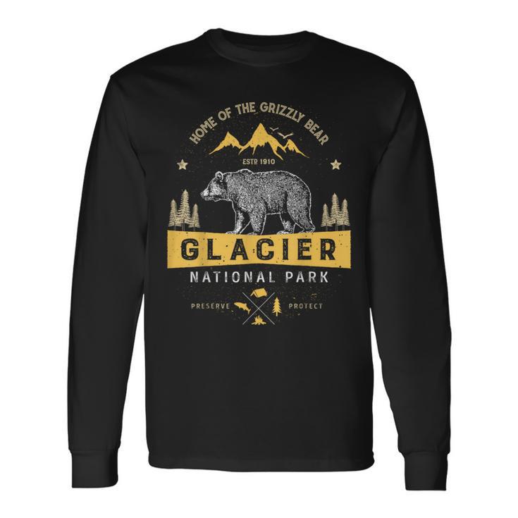 Glacier National Park T Vintage Montana Bear Women Long Sleeve T-Shirt