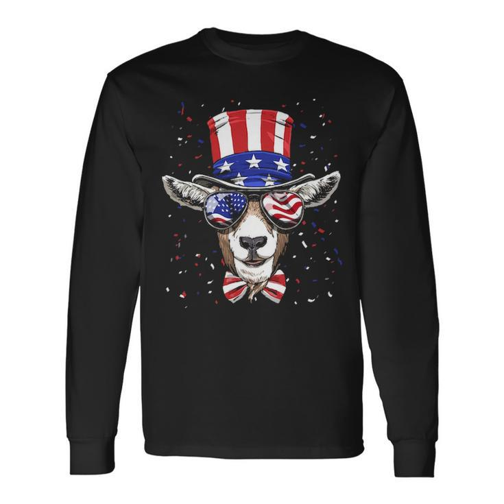 Goat 4Th Of July American Goat Usa Flag Long Sleeve T-Shirt