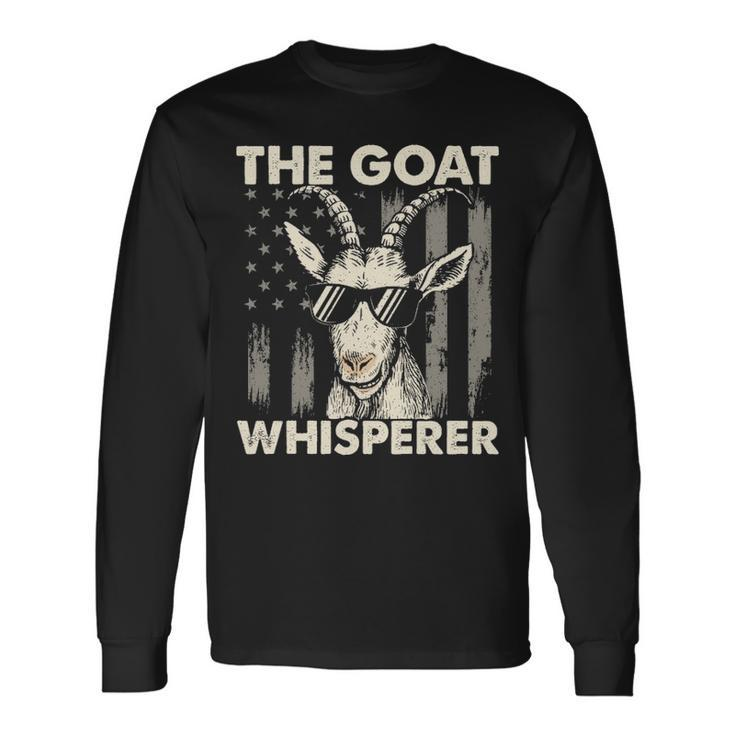 The Goat Whisperer Usa American Flag Farm Animal Long Sleeve T-Shirt