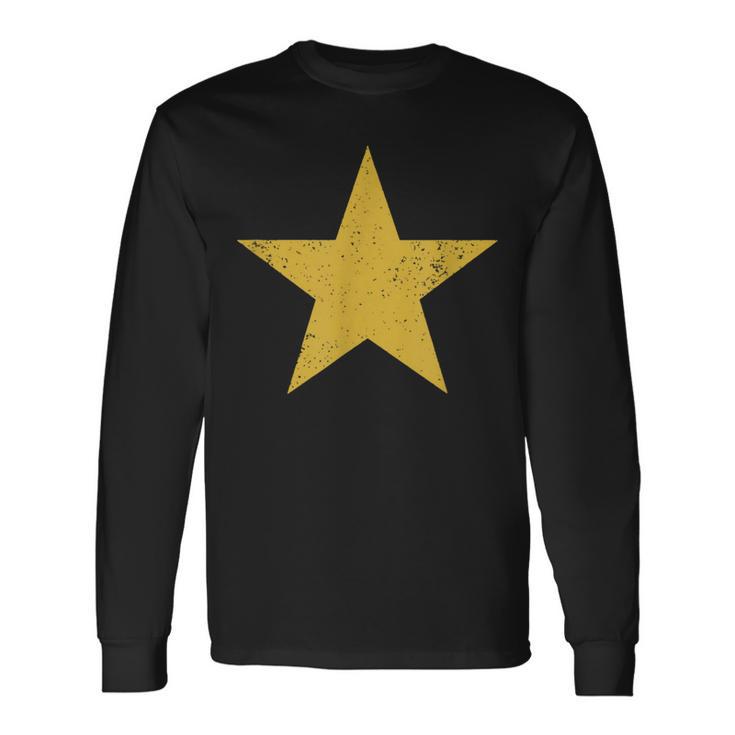 Gold Color Big Star Graphic Long Sleeve T-Shirt