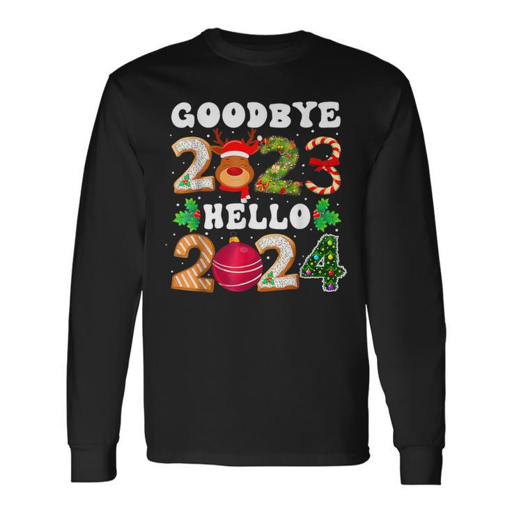 Goodbye 2023 Hello 2024 Happy New Year Christmas Xmas Long Sleeve T-Shirt Gifts ideas