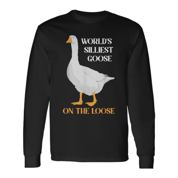 Goose On The Loose World's Silliest Cute Children Long Sleeve T-Shirt