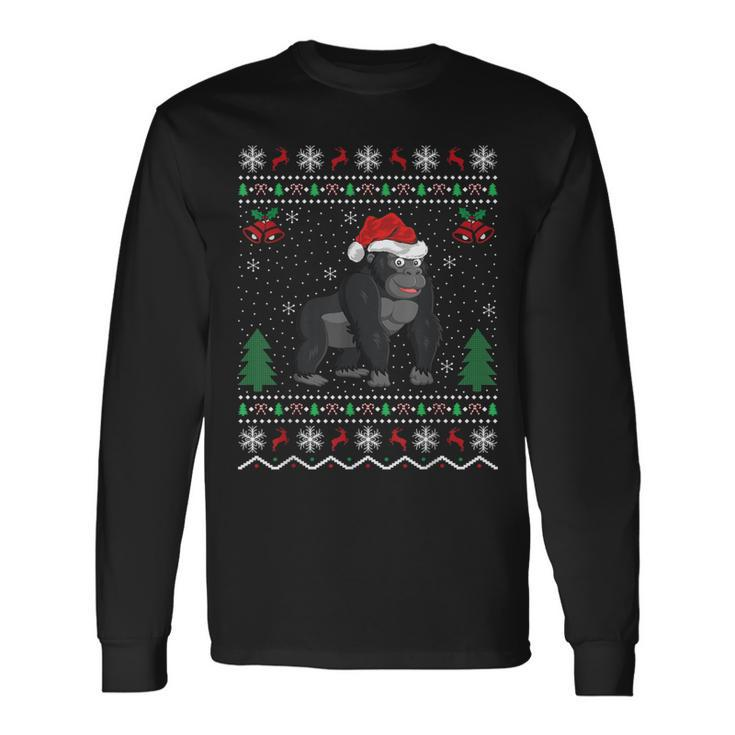 Gorillas Lover Xmas Ugly Gorilla Christmas Long Sleeve T-Shirt