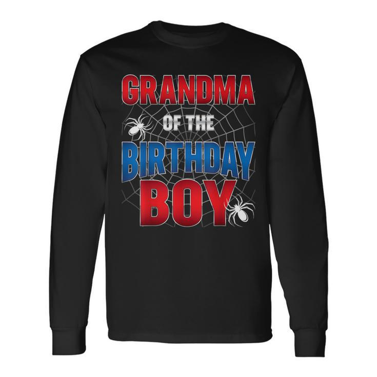 Grandma Of Birthday Boy Costume Spider Web Birthday Party Long Sleeve T-Shirt