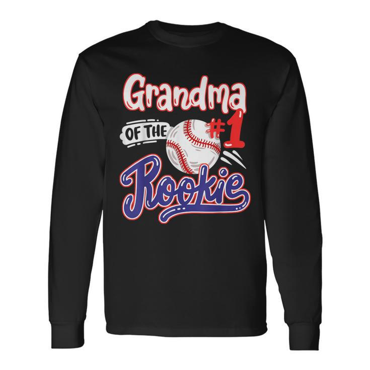 Grandma Of Rookie 1St Baseball Birthday Party Theme Matching Long Sleeve T-Shirt