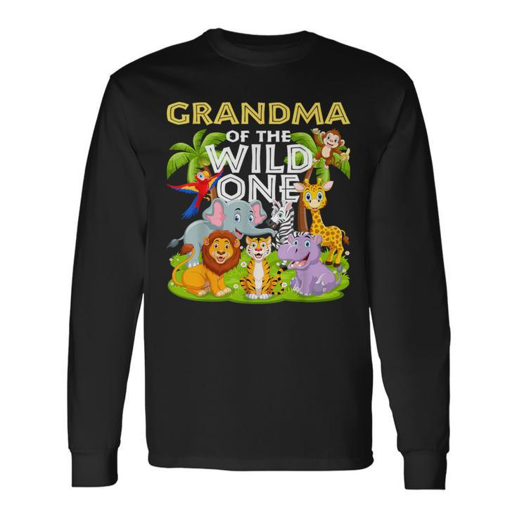 Grandma Of The Wild One Birthday Zoo Animal Safari Jungle Long Sleeve T-Shirt