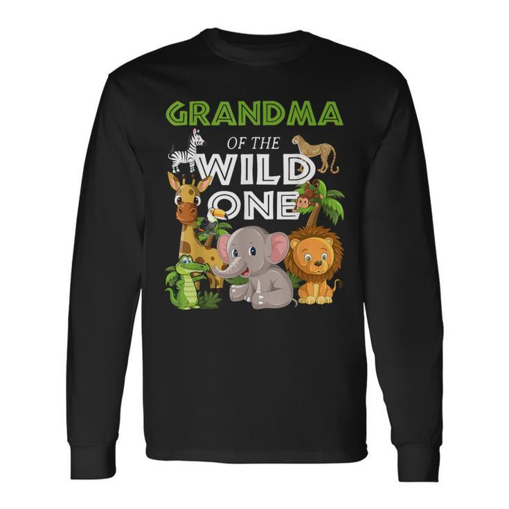 Grandma Of The Wild One Zoo Birthday Safari Jungle Animal Long Sleeve T-Shirt