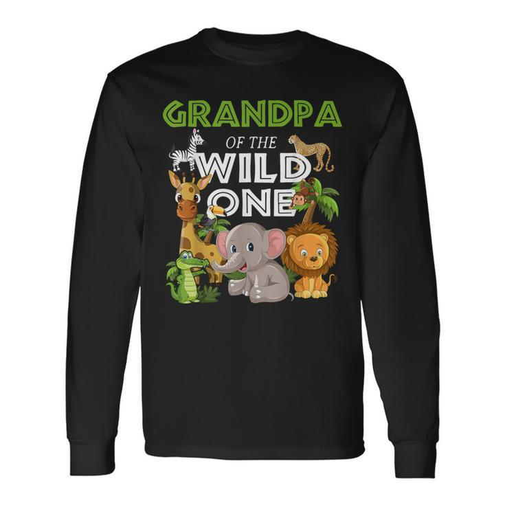 Grandpa Of The Wild One Zoo Birthday Safari Jungle Animal Long Sleeve T-Shirt Gifts ideas