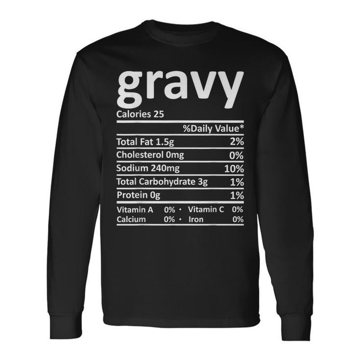 Gravy Nutrition Thanksgiving Costume Food Facts Christmas Long Sleeve T-Shirt