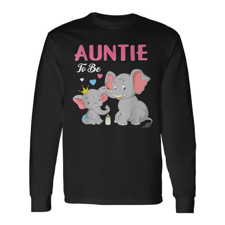 Great Auntie To Be Elephant Baby Shower Pregnancy Reveal Long Sleeve T-Shirt