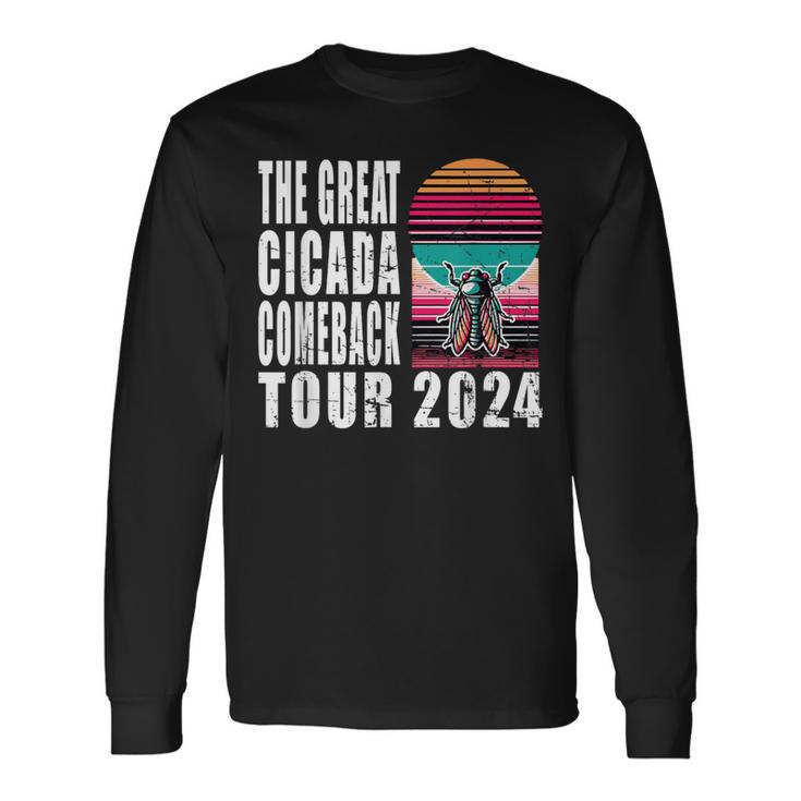Great Cicada Comeback Tour 2024 Insect Invasion Retro Long Sleeve T-Shirt