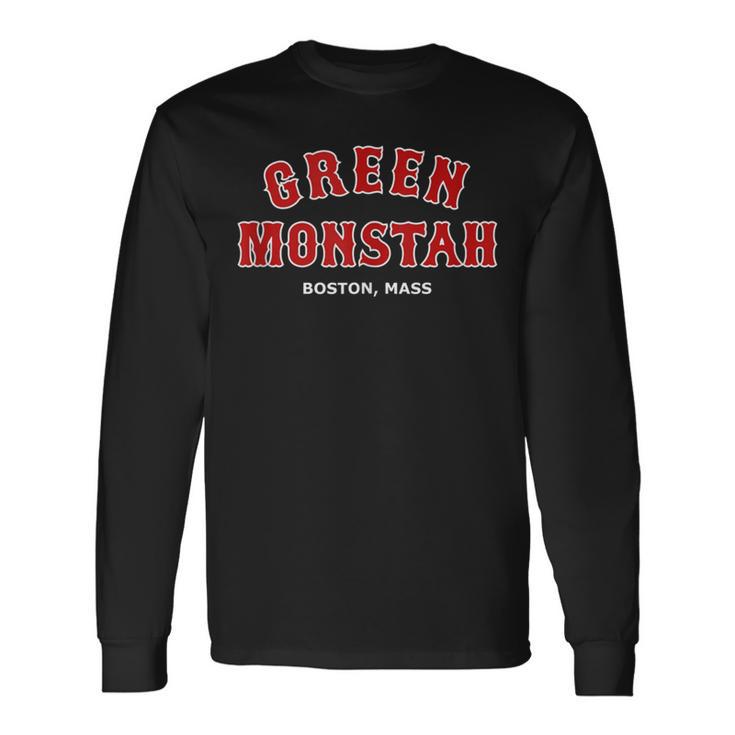 Green Monstah Boston Mass New England Sports Long Sleeve T-Shirt