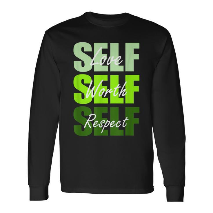 Green Self-Ish X 3 Green Color Graphic Long Sleeve T-Shirt