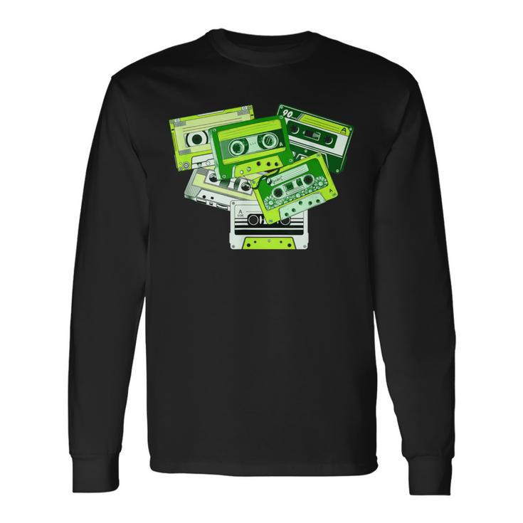 Green Tape Cassettes Classic Old School Green Color Graphic Long Sleeve T-Shirt