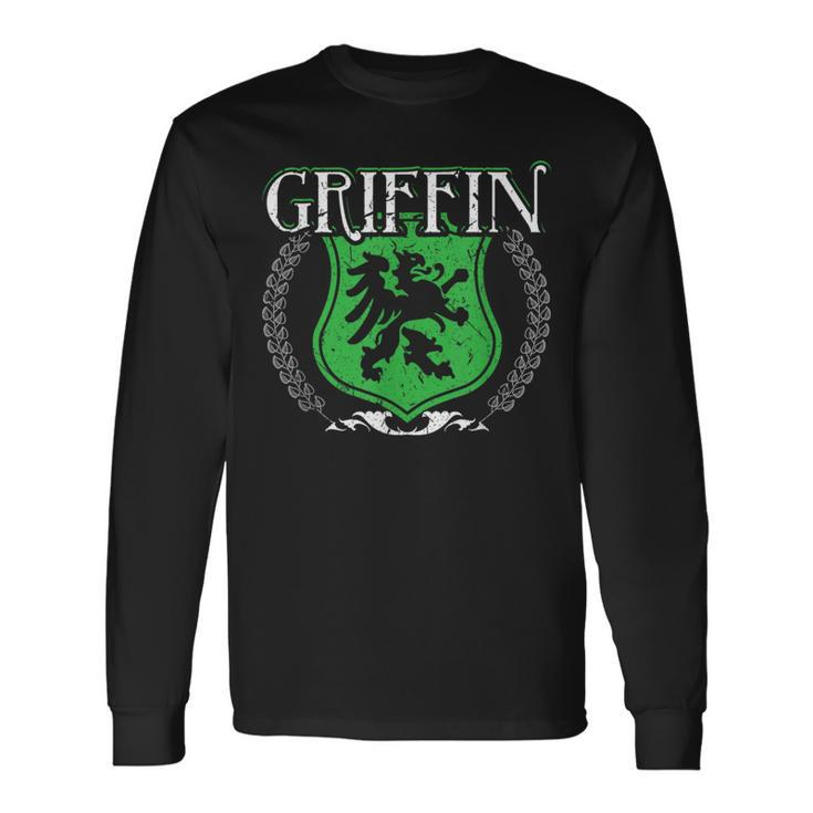 Griffin Irish Family Surname Last Name Family Crest Long Sleeve T-Shirt