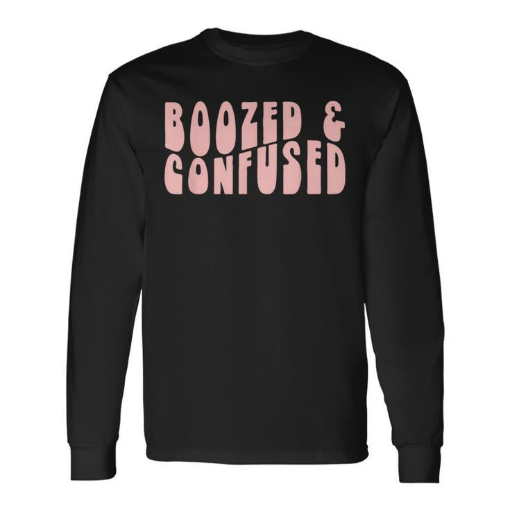 Groovy Bachelorette Bridal Bride Party Boozed And Confused Long Sleeve T-Shirt