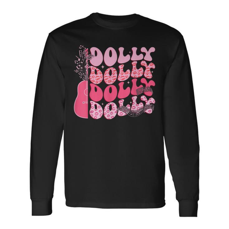Groovy Dolly First Name Guitar Pink Cowgirl Western Long Sleeve T-Shirt