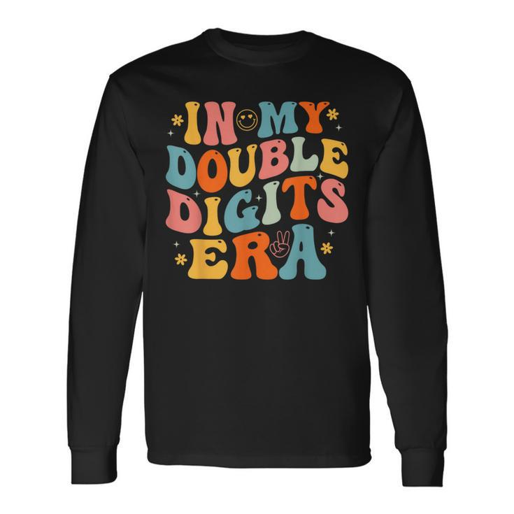 Groovy In My Double Digits Era 10Th Birthday For Boy Girl Long Sleeve T-Shirt