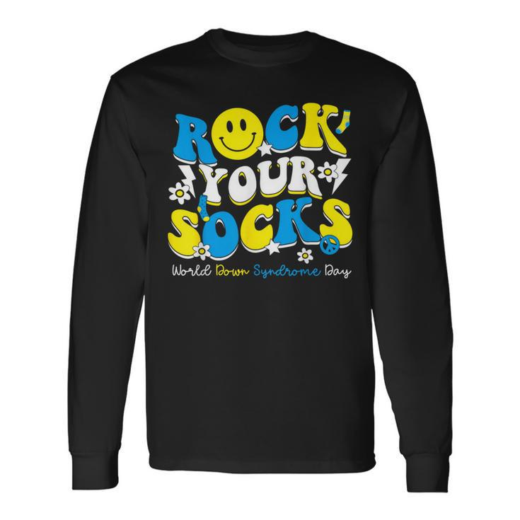 Groovy Rock Your Socks World Down Syndrome Awareness Day Kid Long Sleeve T-Shirt